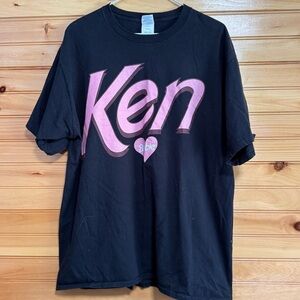 Ken Barbie Mattel Black T-Shirt with Pink Logo XL